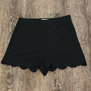 Black Scalloped High Waisted Shorts